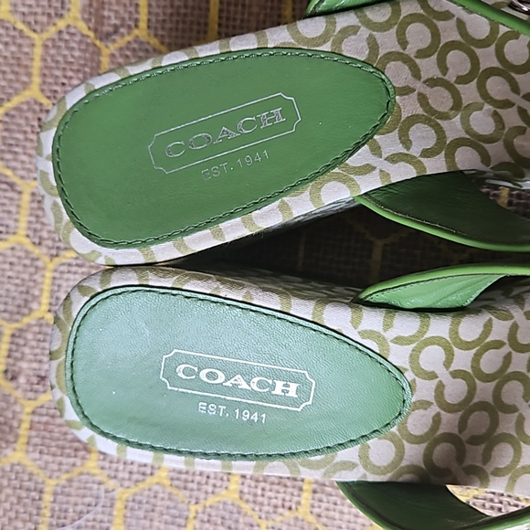 Coach Signature Print Felicia Green Platform Wedges - Picture 5 of 8